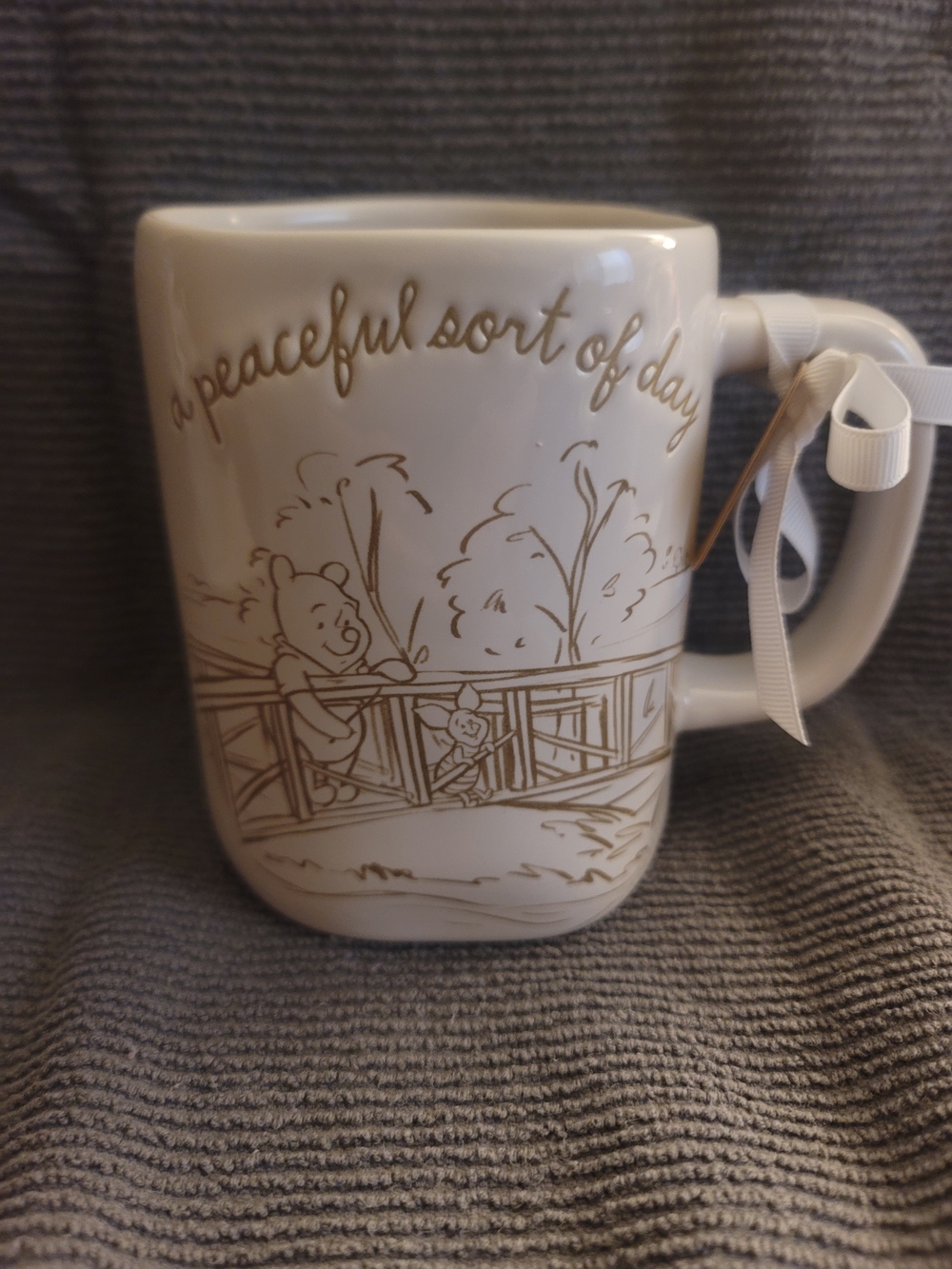 Rae Dunn X Winnie the Pooh 'A Peaceful Sort of Day' Mug. (Disney)
